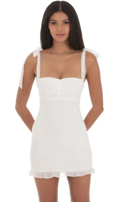 LUCY IN THE SKY Mini Dresses^Shoulder Ties Ruffle Dress In White