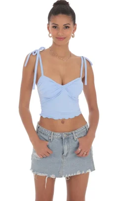 LUCY IN THE SKY Tops^Shoulder Ties Twist Top In Blue