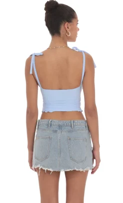 LUCY IN THE SKY Tops^Shoulder Ties Twist Top In Blue