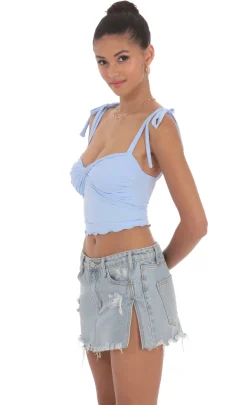 LUCY IN THE SKY Tops^Shoulder Ties Twist Top In Blue