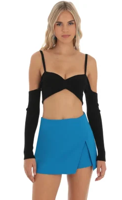 LUCY IN THE SKY Skirts|Shorts^Side Slit Skort In Blue