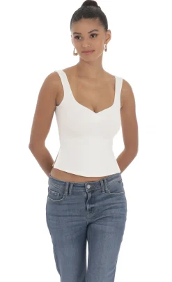 LUCY IN THE SKY Tops^Side Slit Top In White