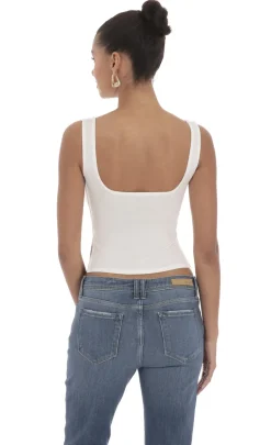 LUCY IN THE SKY Tops^Side Slit Top In White