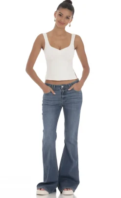 LUCY IN THE SKY Tops^Side Slit Top In White