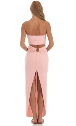 LUCY IN THE SKY Maxi Dresses^Slinky Strapless Dress In Pink