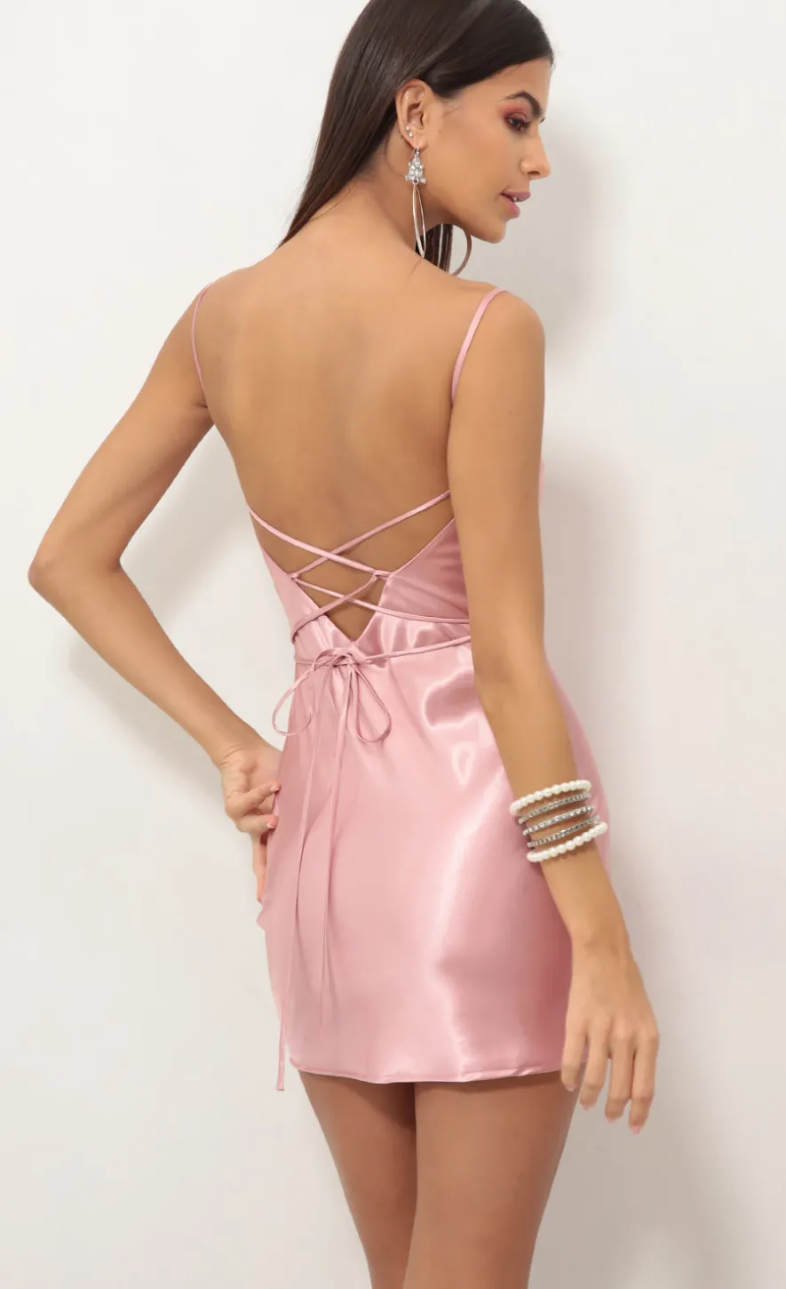 LUCY IN THE SKY Mini Dresses^Slip Dress In Satin Rose