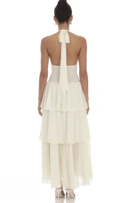 LUCY IN THE SKY Maxi Dresses^Smocked Halter Maxi Dress In Cream