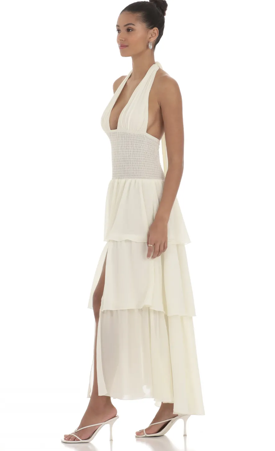 LUCY IN THE SKY Maxi Dresses^Smocked Halter Maxi Dress In Cream
