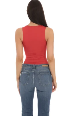 LUCY IN THE SKY Bodysuits^Square Neck Bodysuit In Red