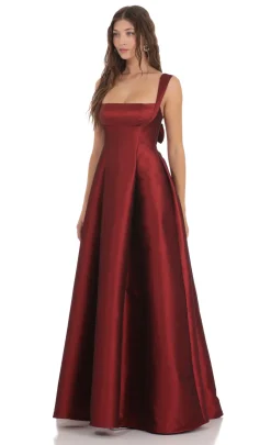 LUCY IN THE SKY Maxi Dresses^Square Neck Fit And Flare Maxi Dress In Maroon
