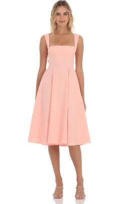 LUCY IN THE SKY Midi Dresses^Square Neck Flare Midi Dress In Pink