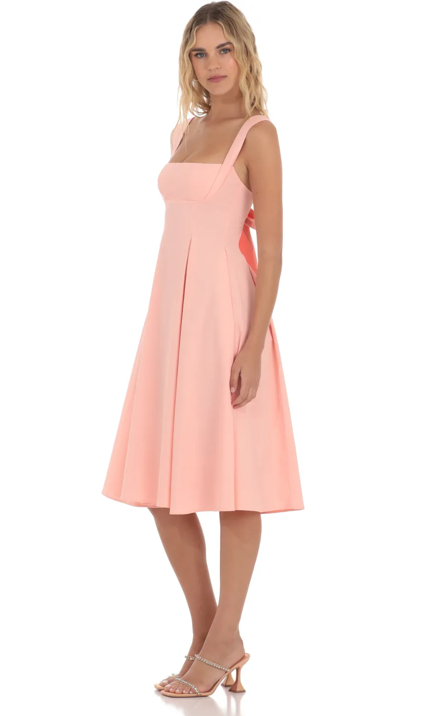 LUCY IN THE SKY Midi Dresses^Square Neck Flare Midi Dress In Pink