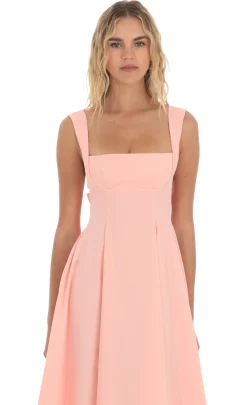 LUCY IN THE SKY Midi Dresses^Square Neck Flare Midi Dress In Pink