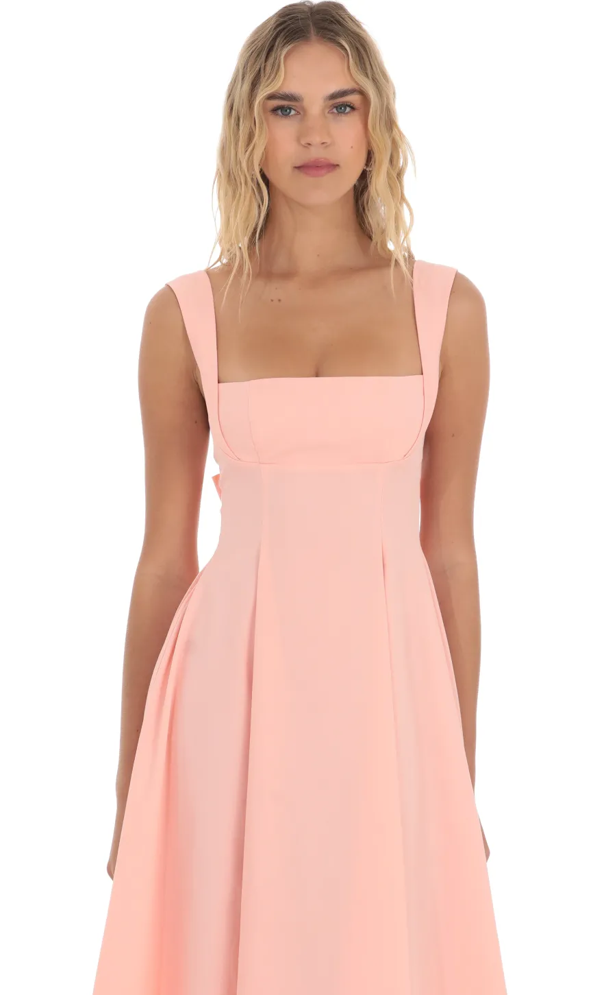 LUCY IN THE SKY Midi Dresses^Square Neck Flare Midi Dress In Pink