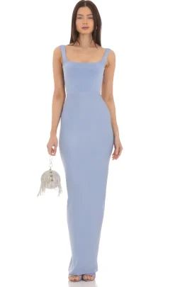 LUCY IN THE SKY Maxi Dresses^Square Neck Open Back Maxi Dress In Powder Blue