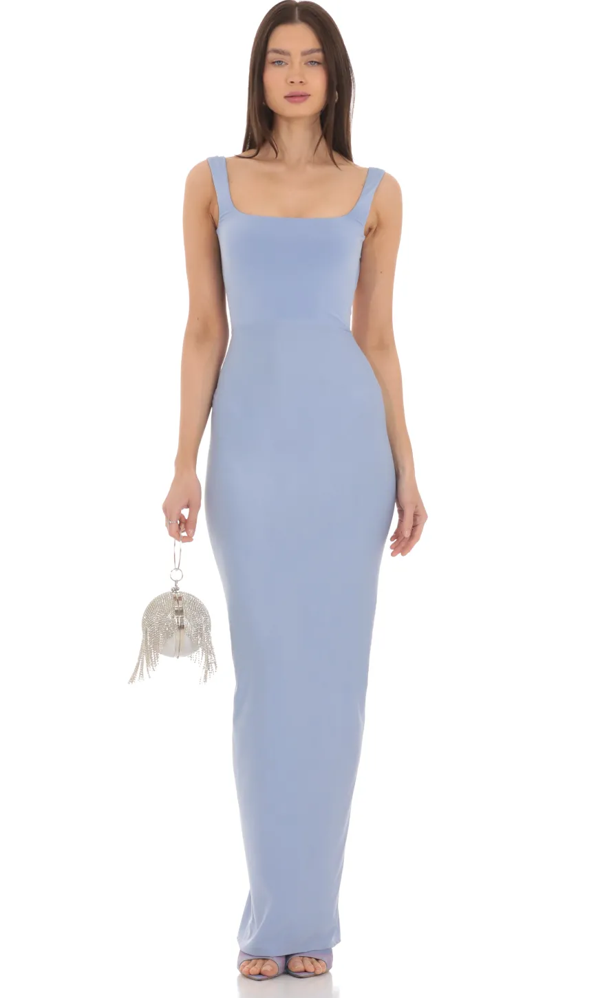LUCY IN THE SKY Maxi Dresses^Square Neck Open Back Maxi Dress In Powder Blue