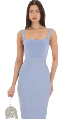 LUCY IN THE SKY Maxi Dresses^Square Neck Open Back Maxi Dress In Powder Blue