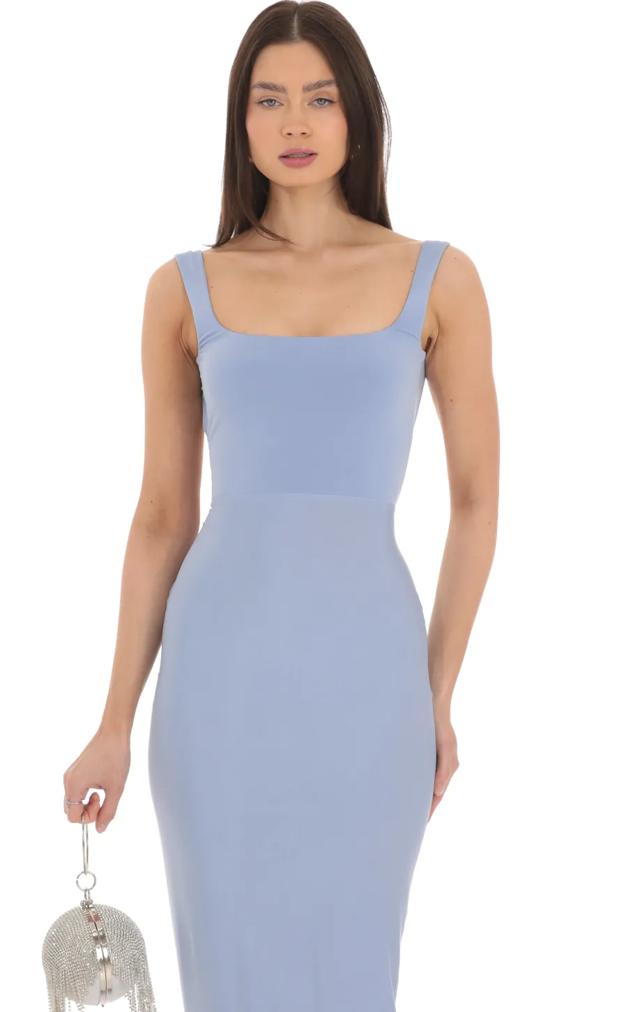 LUCY IN THE SKY Maxi Dresses^Square Neck Open Back Maxi Dress In Powder Blue