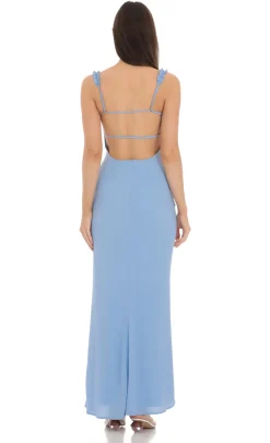 LUCY IN THE SKY Maxi Dresses^Square Neck Ruffle Strap Maxi Dress In Blue