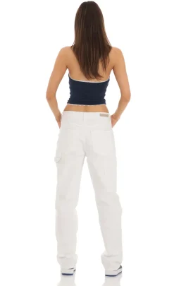 LUCY IN THE SKY Jeans^Straight Cargo Jeans In White
