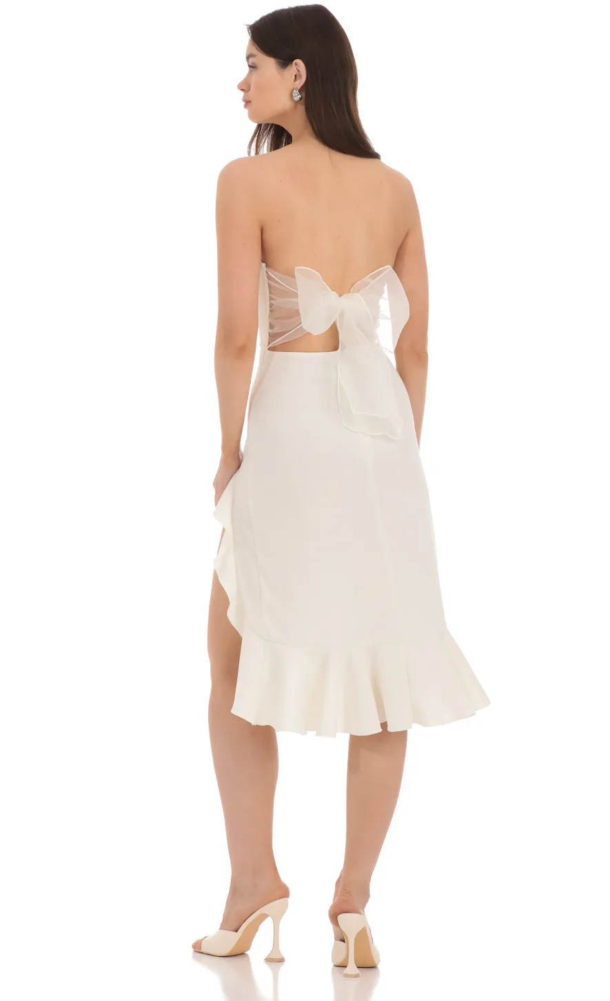 LUCY IN THE SKY Midi Dresses^Strapless Back Bow Midi Dress In Ivory