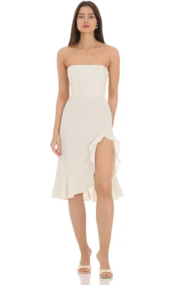 LUCY IN THE SKY Midi Dresses^Strapless Back Bow Midi Dress In Ivory