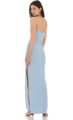 LUCY IN THE SKY Maxi Dresses^Strapless Bodycon Maxi Dress In Blue