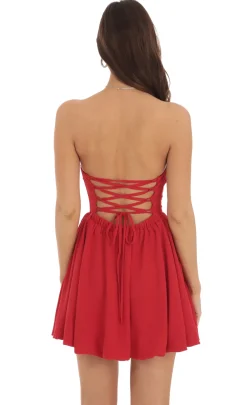 LUCY IN THE SKY Mini Dresses^Strapless Bubble Dress In Red