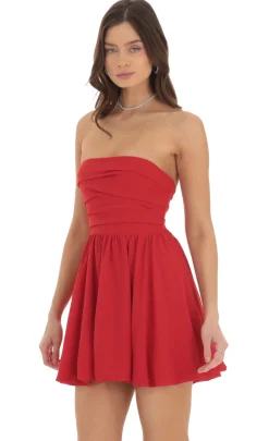 LUCY IN THE SKY Mini Dresses^Strapless Bubble Dress In Red