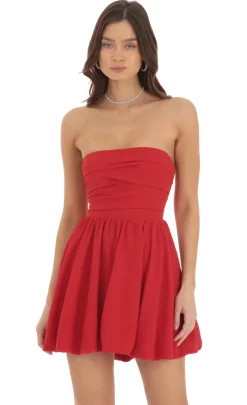 LUCY IN THE SKY Mini Dresses^Strapless Bubble Dress In Red