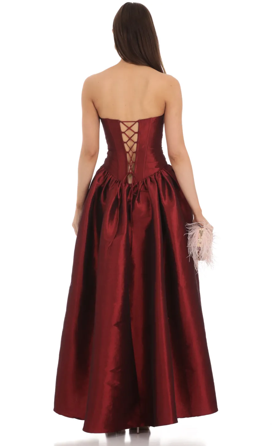 LUCY IN THE SKY Maxi Dresses^Strapless Corset Gown In Deep Red