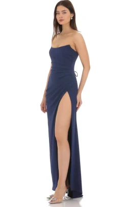 LUCY IN THE SKY Maxi Dresses^Strapless Corset Maxi Dress In Navy