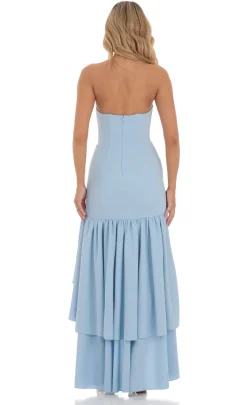 LUCY IN THE SKY Maxi Dresses^Strapless Corset Maxi Dress In Blue