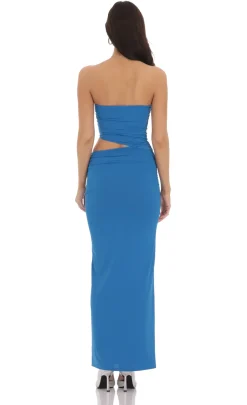 LUCY IN THE SKY Maxi Dresses^Strapless Cutout Maxi Dress In Blue