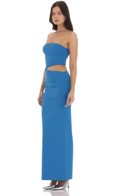 LUCY IN THE SKY Maxi Dresses^Strapless Cutout Maxi Dress In Blue