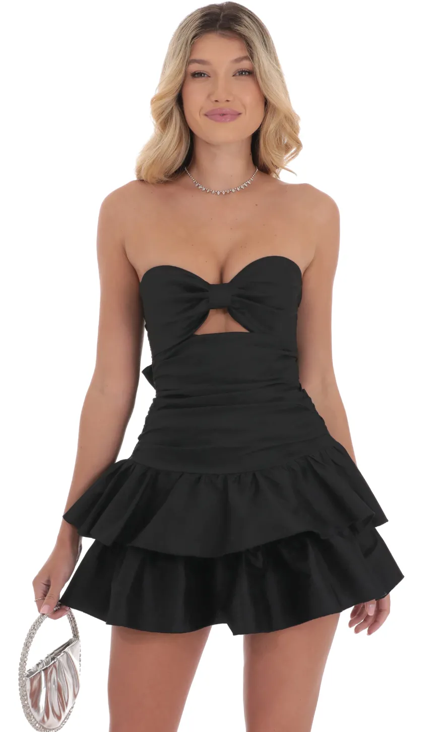 LUCY IN THE SKY Mini Dresses^Strapless Cutout Ruffle Dress In Black