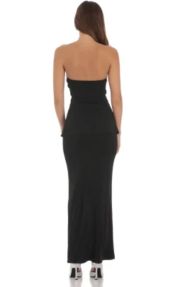 LUCY IN THE SKY Two-Piece Sets|Tops^Strapless Cutout Two Piece Set In Black