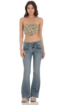 LUCY IN THE SKY Tops^Strapless Floral Corset Top In Tan