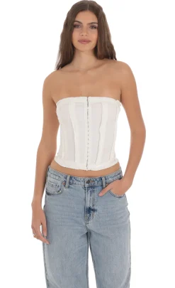 LUCY IN THE SKY Tops^Strapless Hook Corset Top In White