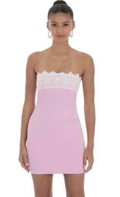 LUCY IN THE SKY Mini Dresses^Strapless Lace Bust Dress In Pink