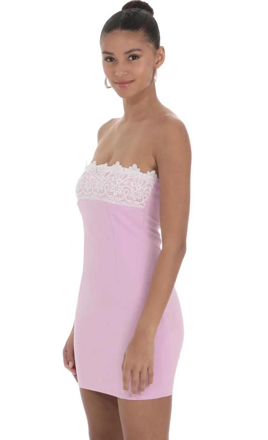 LUCY IN THE SKY Mini Dresses^Strapless Lace Bust Dress In Pink