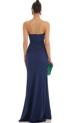 LUCY IN THE SKY Maxi Dresses^Strapless Maxi Dress In Navy