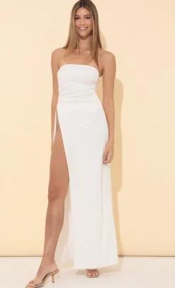 LUCY IN THE SKY Maxi Dresses^Strapless Maxi Dress In Shimmer White