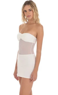 LUCY IN THE SKY Mini Dresses^Strapless Mesh Cutout Dress In White