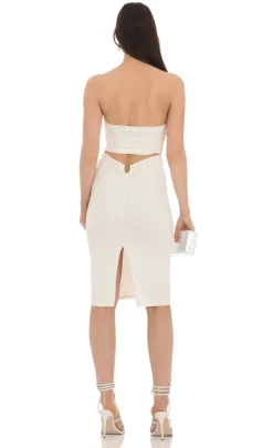 LUCY IN THE SKY Midi Dresses^Strapless Midi Dress In White
