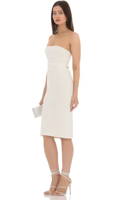 LUCY IN THE SKY Midi Dresses^Strapless Midi Dress In White