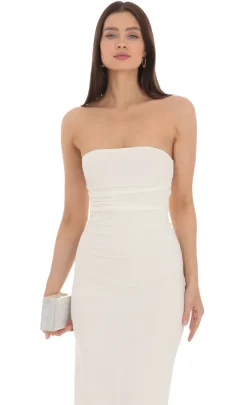 LUCY IN THE SKY Midi Dresses^Strapless Midi Dress In White