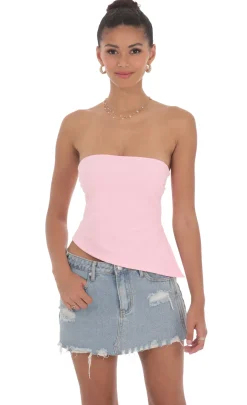 LUCY IN THE SKY Tops^Strapless Side Slit Top In Pink