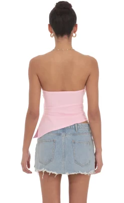 LUCY IN THE SKY Tops^Strapless Side Slit Top In Pink