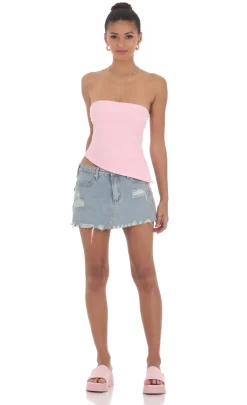 LUCY IN THE SKY Tops^Strapless Side Slit Top In Pink
